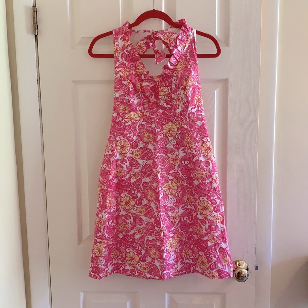 Lilly Pulitzer pink & yellow halter dress size 2.